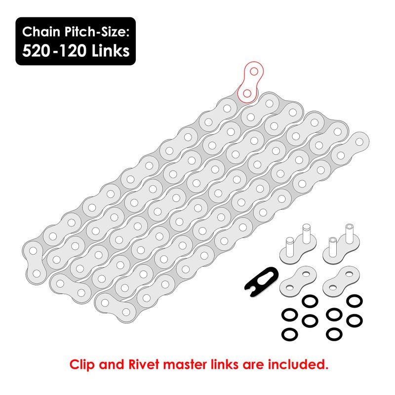 Caltric O-Ring Drive Chain Compatible with Honda Crf150F Crf-150F Crf230F Crf-230F Cmx250C Cmx-250C Xr650L Xr-650L 2013 Red - Image 2